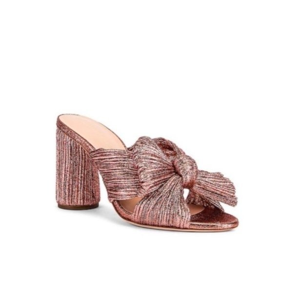 Loeffler Randall Penny Pleated Knot Mule in Metallic Rose